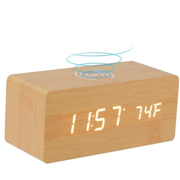 other clocks & accessories wooden digital alarm clock with qi wireless charging, bedside brightness adjustable, usb/battery powered
other clocks & accessories wooden digital alarm clock with qi wireless charging, bedside brightness adjustable, usb/battery powered