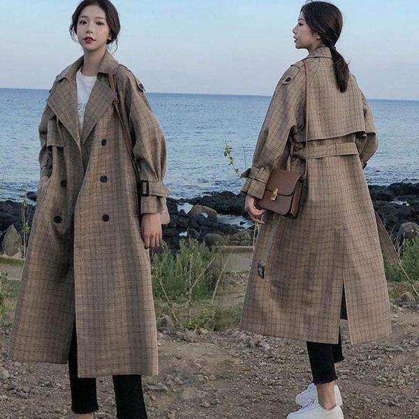 women's trench coats yiciya winter coat women plaid long double breasted belt oversize loose duster outerwear with storm flap, Tan;black
women's trench coats yiciya winter coat women plaid long double breasted belt oversize loose duster outerwear with storm flap, Tan;black