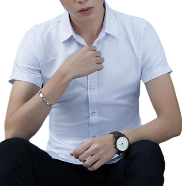 fashion with short sleeves pure color large size men shirt sleeve slim fit formal men's white business male social casual shirts, White;black
fashion with short sleeves pure color large size men shirt sleeve slim fit formal men's white business male social casual shirts, White;black