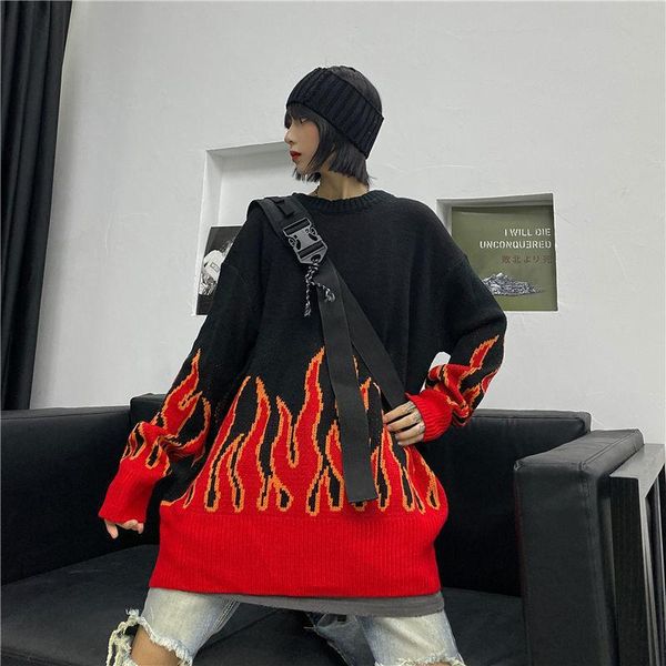 women's sweaters loose harajuku knitting sweater knit spring autumn flame oversized female fashion long outfit pullovers plus size, White;black
women's sweaters loose harajuku knitting sweater knit spring autumn flame oversized female fashion long outfit pullovers plus size, White;black