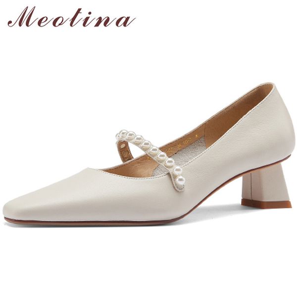 genuine leather med heels square toe pumps women mary janes shoes pearl chunky heel ladies footwear spring beige size 40 210517, Black
genuine leather med heels square toe pumps women mary janes shoes pearl chunky heel ladies footwear spring beige size 40 210517, Black