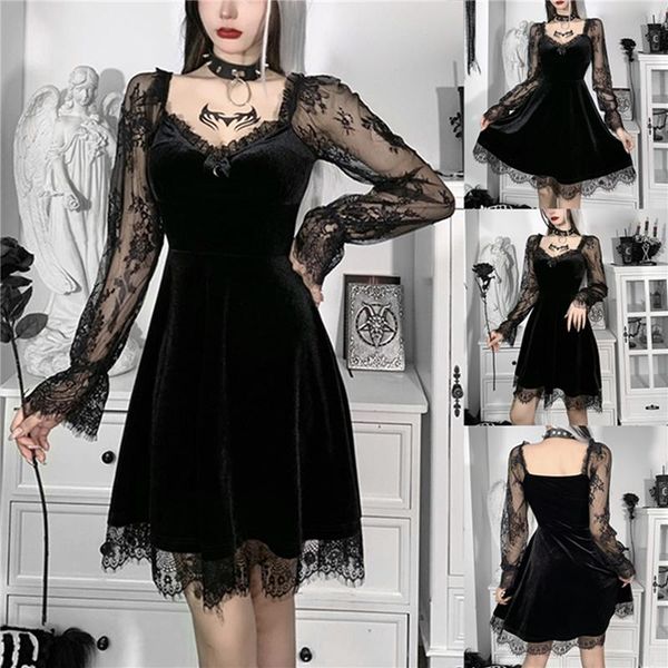 casual dresses female gothic dress, solid color lace stitching v-neck long flare sleeve dress for ladies, black, s//l, Black;gray
casual dresses female gothic dress, solid color lace stitching v-neck long flare sleeve dress for ladies, black, s//l, Black;gray