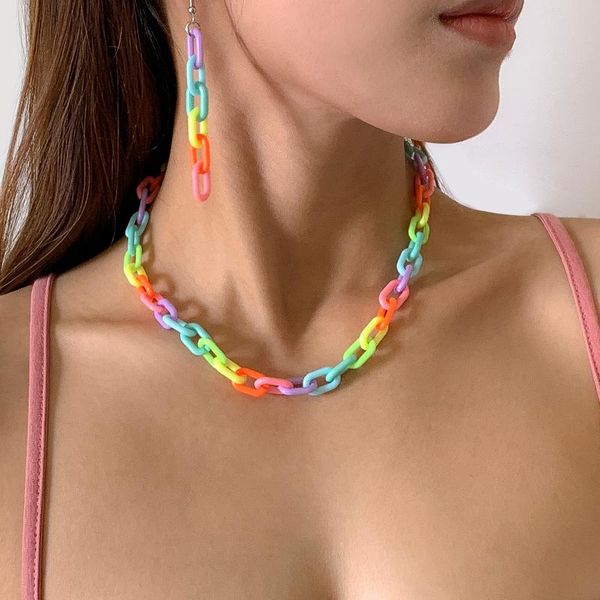 earrings & necklace lacteo bohemian colorful acrylic resin chain jewelry set korean cross charm accessories, Silver
earrings & necklace lacteo bohemian colorful acrylic resin chain jewelry set korean cross charm accessories, Silver