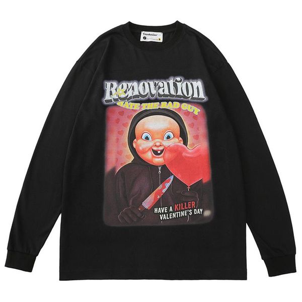 men's hoodies & sweatshirts men womens killer heart print harajuku gothic punk rock tshirt cotton long sleeve pullover tshirts street, Black
men's hoodies & sweatshirts men womens killer heart print harajuku gothic punk rock tshirt cotton long sleeve pullover tshirts street, Black
