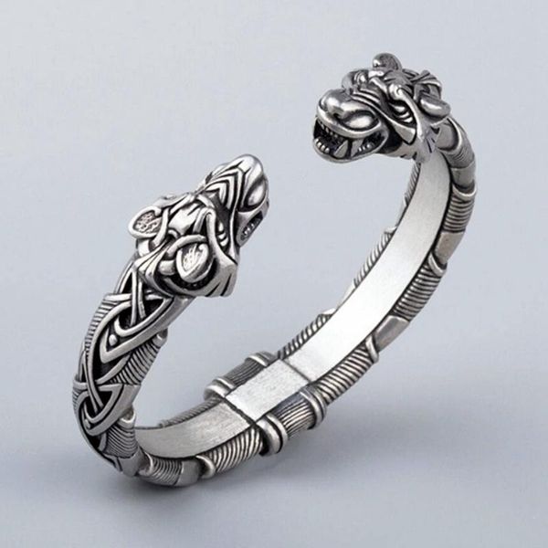 bangle vintage nordic mythology 316l stainless steel viking odin's wolf bracelet punk men's amulet jewelry, Black
bangle vintage nordic mythology 316l stainless steel viking odin's wolf bracelet punk men's amulet jewelry, Black