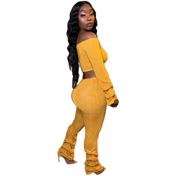 shinning material two pieces outfits fashion lantern sleeves slash neck short t shirt ny pants with ruffles bottoms arrivals sp, Gray
shinning material two pieces outfits fashion lantern sleeves slash neck short t shirt ny pants with ruffles bottoms arrivals sp, Gray