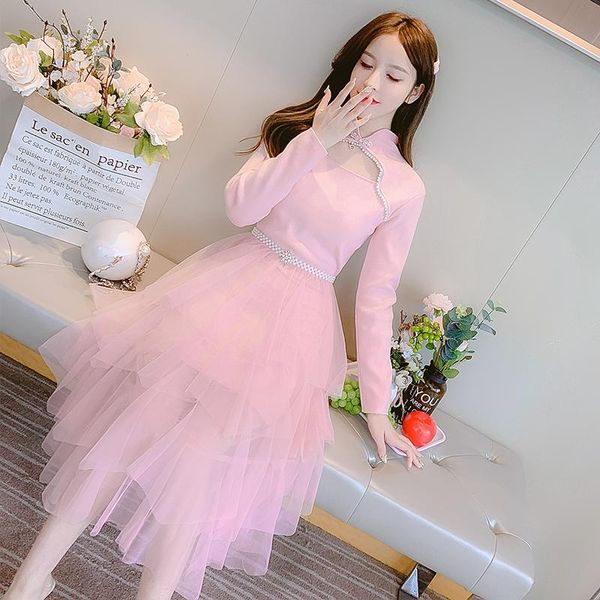 casual dresses coigarsam women korean dress fashion one piece autumn knitting long sleeve patchwork lace mesh high waist pink robe, Black;gray
casual dresses coigarsam women korean dress fashion one piece autumn knitting long sleeve patchwork lace mesh high waist pink robe, Black;gray