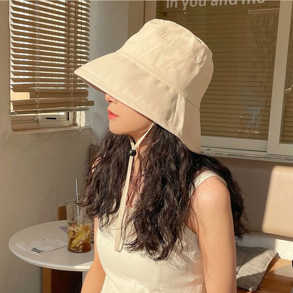 fisherman's hat women's pure color big brim summer sunscreen hat korean windbreak rope foldable versatile cotton basin hat, Blue;gray
fisherman's hat women's pure color big brim summer sunscreen hat korean windbreak rope foldable versatile cotton basin hat, Blue;gray