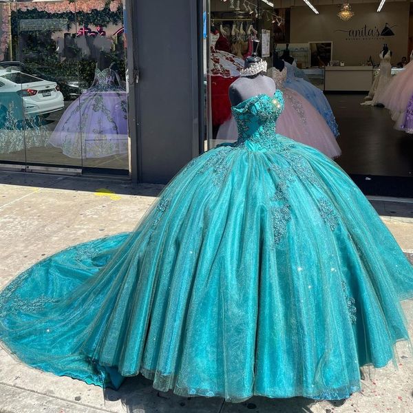 luxrious teal ball gown quinceanera prom dresses v neck rhinestones mexican with sleeves charro mexican bling tulle long evening party dress, Blue;red
luxrious teal ball gown quinceanera prom dresses v neck rhinestones mexican with sleeves charro mexican bling tulle long evening party dress, Blue;red
