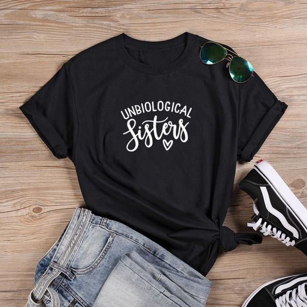 women's t-shirt unbiological sisters funny t shirt women summer short sleeve casual tshirt cotton loose tee top, White
women's t-shirt unbiological sisters funny t shirt women summer short sleeve casual tshirt cotton loose tee top, White