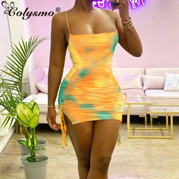 colysmo tie dye mini dress women spaghetti straps backless club es summer side drawstring lace up ruched bodycon 210527, Black;gray
colysmo tie dye mini dress women spaghetti straps backless club es summer side drawstring lace up ruched bodycon 210527, Black;gray