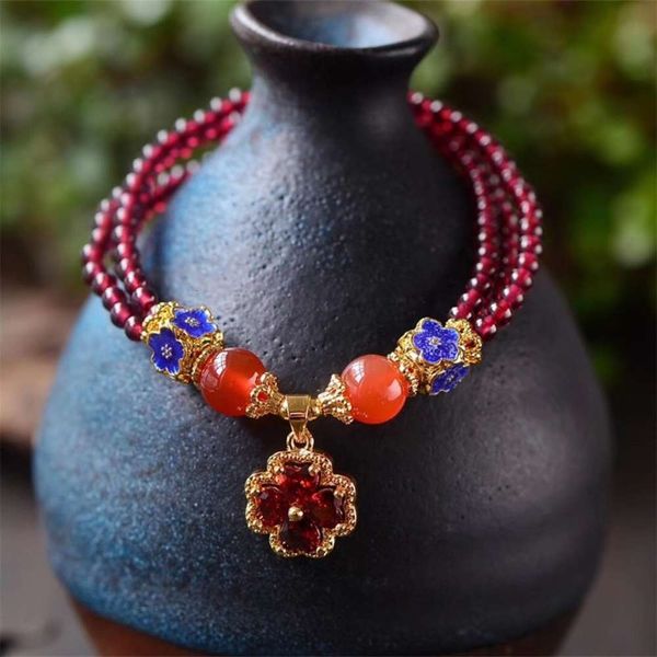 natural garnet three ring bracelet, four leaf clover plum blossom pendant, roasted blue accessories, fashionable and beauty, Black
natural garnet three ring bracelet, four leaf clover plum blossom pendant, roasted blue accessories, fashionable and beauty, Black