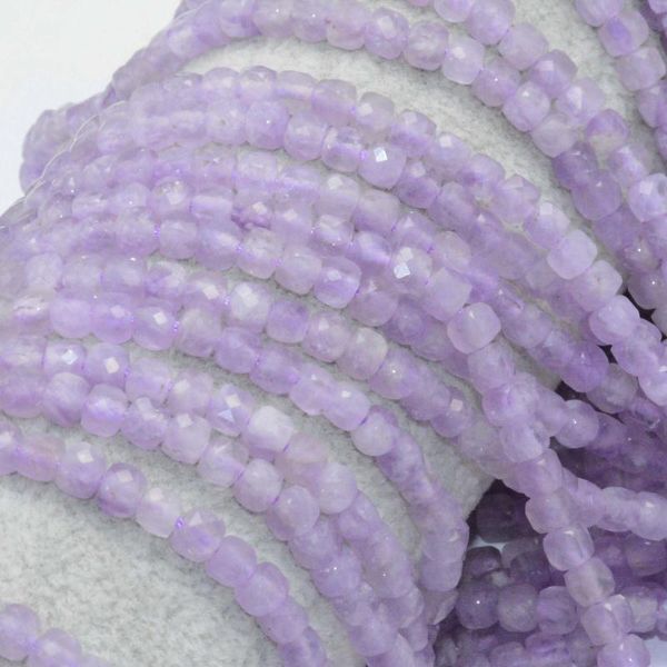 other natural lavender amethyst faceted irregular cube bead 4.5mm