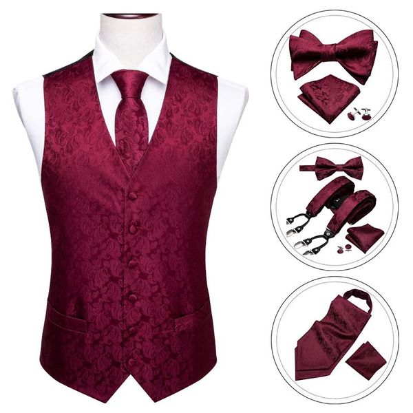 men's vests barry.wang men waistcoat v-neck silk suit vest paisley tie solid red bowtie set ascot elastic suspender for wedding party, Black;white
men's vests barry.wang men waistcoat v-neck silk suit vest paisley tie solid red bowtie set ascot elastic suspender for wedding party, Black;white