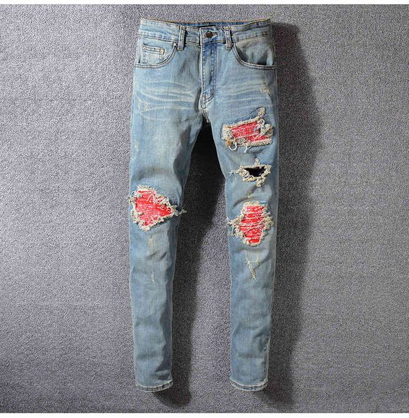 men's jeans red male pyjtrl printed patched jeans shredded holes denim pants 9gvt, Blue
men's jeans red male pyjtrl printed patched jeans shredded holes denim pants 9gvt, Blue