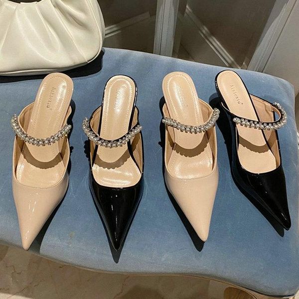 luxury crystal pearl slippers 2021 spring summer pointed toe slip on mules shoes women outsides dress slides sx4485, Black
luxury crystal pearl slippers 2021 spring summer pointed toe slip on mules shoes women outsides dress slides sx4485, Black