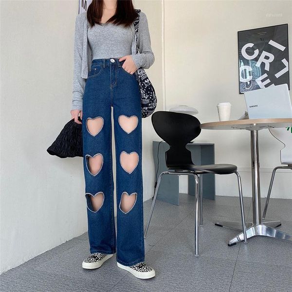women's jeans 2021 women denim pants fashion hole waist woman korean solid loose trousers street wide leg pant, Blue
women's jeans 2021 women denim pants fashion hole waist woman korean solid loose trousers street wide leg pant, Blue