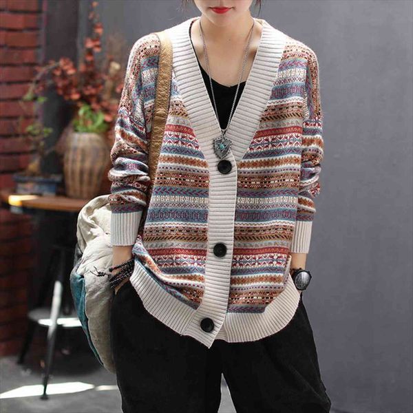 retro cardigan jacquard v neck womens sweater long sleeved jacket autumn casual all match single breasted knitted women, White;black
retro cardigan jacquard v neck womens sweater long sleeved jacket autumn casual all match single breasted knitted women, White;black