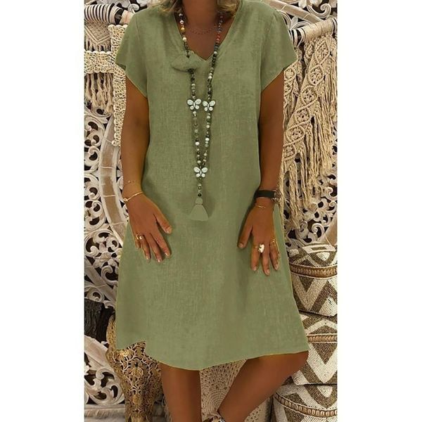 casual dresses 40# vintage summer v-neck dress women cotton plus size short sleeve bohemia loose elegant knee-length, Black;gray
casual dresses 40# vintage summer v-neck dress women cotton plus size short sleeve bohemia loose elegant knee-length, Black;gray
