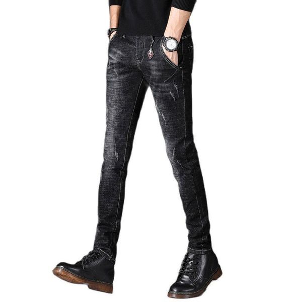 men's jeans high-end 2021 skinny men black stretch cowboy boyfriend brand korean slim feet casual spring autumn pencil trousers man, Blue
men's jeans high-end 2021 skinny men black stretch cowboy boyfriend brand korean slim feet casual spring autumn pencil trousers man, Blue