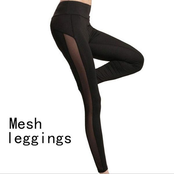 fashion quick dry women leggings side mesh patchwork ladies slim elastic fitness for female women's, Black 
fashion quick dry women leggings side mesh patchwork ladies slim elastic fitness for female women's, Black