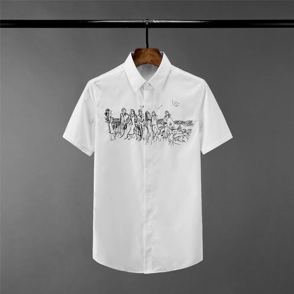 men's casual shirts figure embroidery mens luxury solid color short sleeve dress plus size 4xl slim fit male, White;black
men's casual shirts figure embroidery mens luxury solid color short sleeve dress plus size 4xl slim fit male, White;black