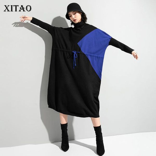 casual dresses xitao patchwork drawstring dress women knitted hit color winter fashion style turtleneck collar long batwing sleeve zy2156, Black;gray
casual dresses xitao patchwork drawstring dress women knitted hit color winter fashion style turtleneck collar long batwing sleeve zy2156, Black;gray