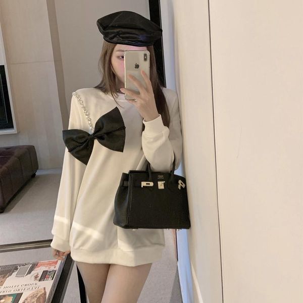 women's hoodies & sweatshirts 2021 clothing bow loose long sleeve sweatshirt women korean style mid-length solid color round neck strai, Black
women's hoodies & sweatshirts 2021 clothing bow loose long sleeve sweatshirt women korean style mid-length solid color round neck strai, Black
