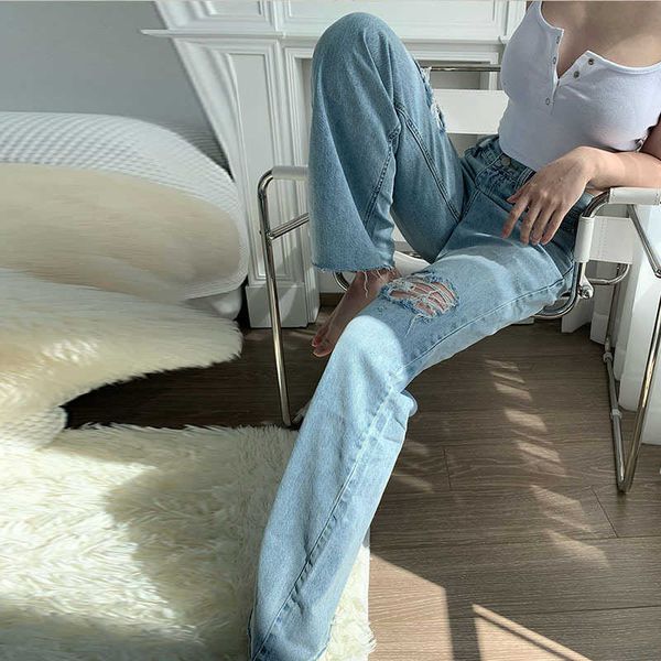 womengaga giant show leg long hole wide pant's high waist thin beggar jeans trousers korean 45ml 210603, Blue
womengaga giant show leg long hole wide pant's high waist thin beggar jeans trousers korean 45ml 210603, Blue