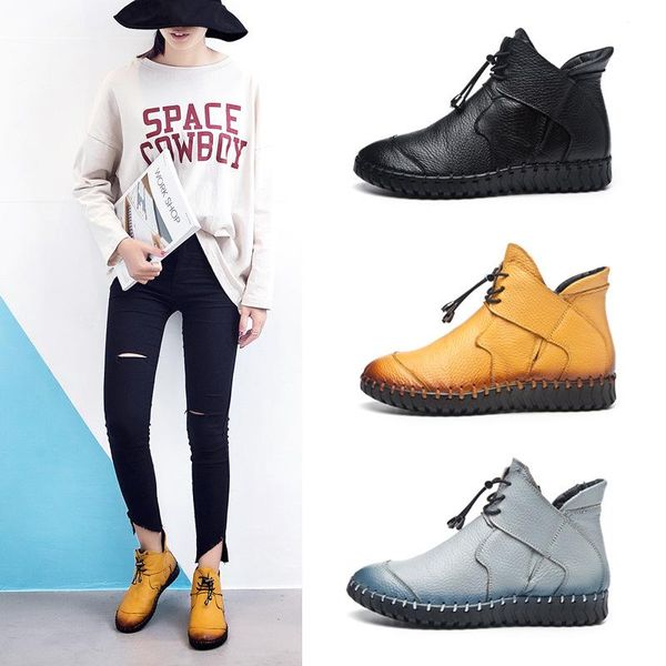 boots fashion handmade for women ankle shoes vintage winter warm folk style genuine leather, Black
boots fashion handmade for women ankle shoes vintage winter warm folk style genuine leather, Black