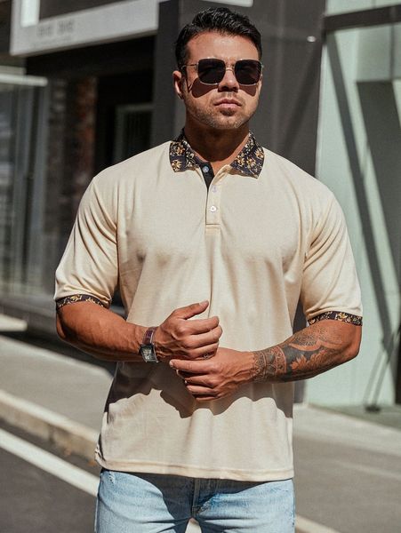 extended sizes men baroque print polo shirt 368k#, White;black
extended sizes men baroque print polo shirt 368k#, White;black