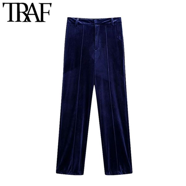women fashion with seam detail straight velvet pants vintage high waist zipper fly female trousers mujer 210507, Black;white
women fashion with seam detail straight velvet pants vintage high waist zipper fly female trousers mujer 210507, Black;white