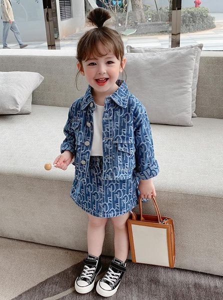 family matching outfits 3-8 years old girl baby suit digital lapel casual denim jacket plus skirt spring and summer children's clothing, Blue
family matching outfits 3-8 years old girl baby suit digital lapel casual denim jacket plus skirt spring and summer children's clothing, Blue