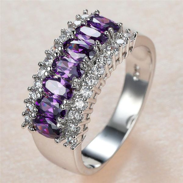 single row purple crystal zircon ring small oval stone rings for women wedding jewelry female luxury birthstone party gifts, Slivery;golden
single row purple crystal zircon ring small oval stone rings for women wedding jewelry female luxury birthstone party gifts, Slivery;golden
