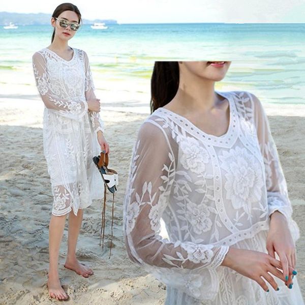casual dresses 2021 summer beach dress women fashion flower embroidery see-through white lace long sleeve, Black;gray
casual dresses 2021 summer beach dress women fashion flower embroidery see-through white lace long sleeve, Black;gray