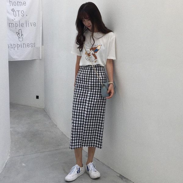 skirts plaid split skirt summer high waist was thin in the long section a word, Black
skirts plaid split skirt summer high waist was thin in the long section a word, Black