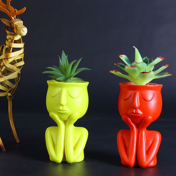 

human garden decorations portrait sculpture flower pot vase succulent cactus planter head planter face planters for plants unique 1458 v2