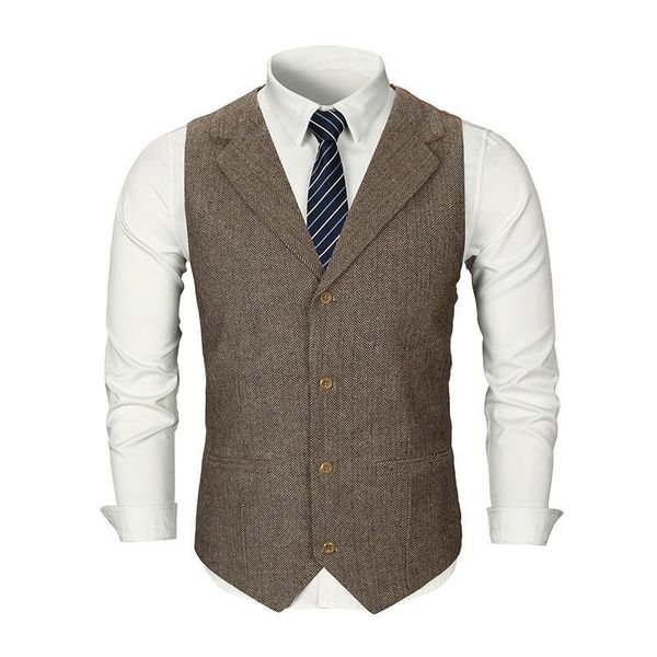 men's vests suit custom groom vintage brown tweed formal wool herringbone vest slim fit dress, Black;white
men's vests suit custom groom vintage brown tweed formal wool herringbone vest slim fit dress, Black;white