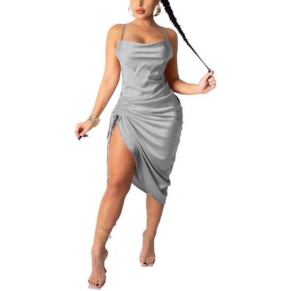 satin bodycon dress women summer sleeveless spaghetti strap slit midi dresses beach party sundress casual, Black;gray
satin bodycon dress women summer sleeveless spaghetti strap slit midi dresses beach party sundress casual, Black;gray