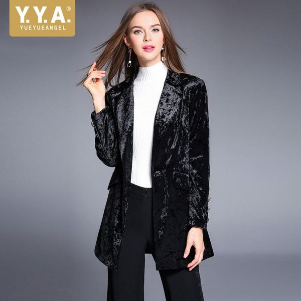 women's suits & blazers autumn women retro gold velvet blazer street single button slim suit jacket office lady casual medium long form, White;black
women's suits & blazers autumn women retro gold velvet blazer street single button slim suit jacket office lady casual medium long form, White;black
