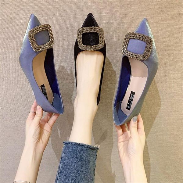 dress shoes women's spring and autumn soft-soled scoop wild retro square buckle rhinestone pointed shallow mouth work, Black
dress shoes women's spring and autumn soft-soled scoop wild retro square buckle rhinestone pointed shallow mouth work, Black