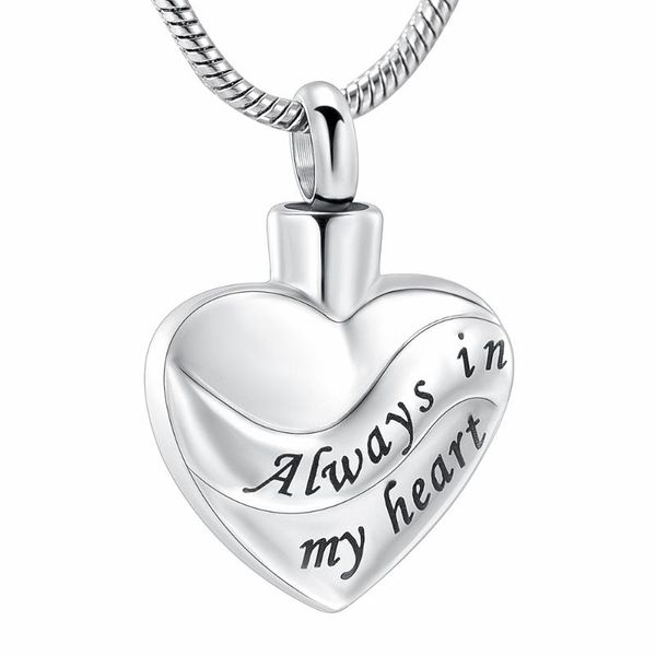 pendant necklaces lkj12462 "always in my heart" human ash holder memorial 316l stainless steel cremation jewlery men women, Silver
pendant necklaces lkj12462 "always in my heart" human ash holder memorial 316l stainless steel cremation jewlery men women, Silver