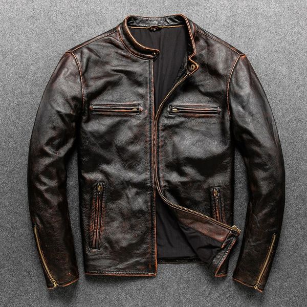 classic vintage classical motorcycle jackets men leather jacket 100% natural calf skin thick moto jacket winter, Black
classic vintage classical motorcycle jackets men leather jacket 100% natural calf skin thick moto jacket winter, Black