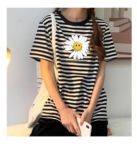women's t-shirt 2021 summer female small daisy print short sleeve black, White
women's t-shirt 2021 summer female small daisy print short sleeve black, White