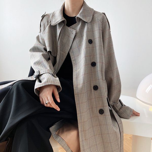 women's trench coats 2021 autumn long with belt turn down collar plaid femme casaco abrigo streetwear, Tan;black
women's trench coats 2021 autumn long with belt turn down collar plaid femme casaco abrigo streetwear, Tan;black