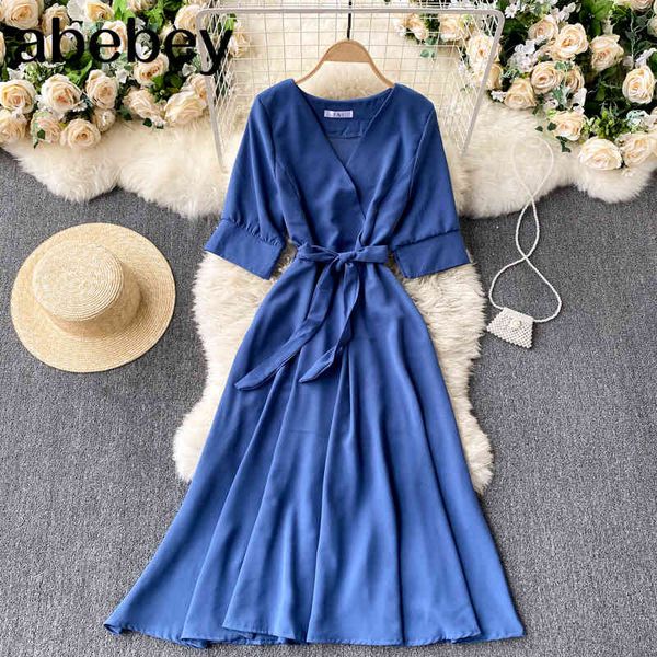 women elegant solid dress v neck short sleeve lace up a-line office es summer korean streetwear midi long 210512, Black;gray
women elegant solid dress v neck short sleeve lace up a-line office es summer korean streetwear midi long 210512, Black;gray