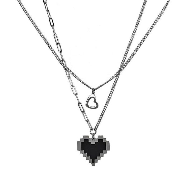 pendant necklaces potcet women's stainless steel black mosaic love heart titanium necklace geometric fashion hip hop party jewelry, Silver
pendant necklaces potcet women's stainless steel black mosaic love heart titanium necklace geometric fashion hip hop party jewelry, Silver