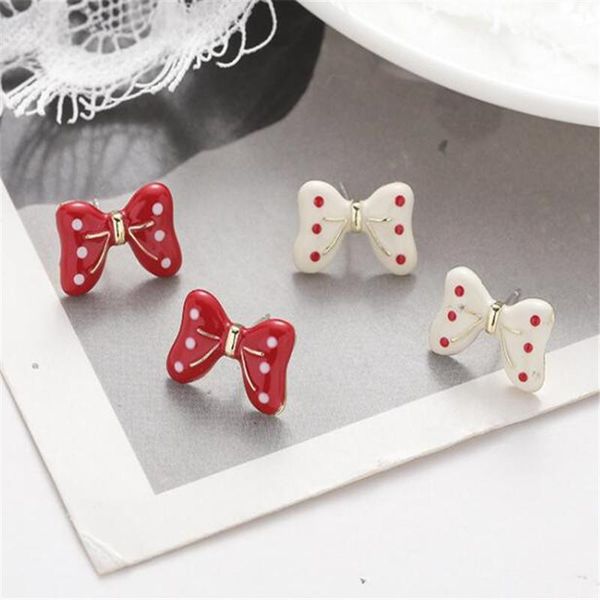 stud simple mini cute girl bowknot earrings red white for women creative temperament female jewelry, Golden;silver
stud simple mini cute girl bowknot earrings red white for women creative temperament female jewelry, Golden;silver