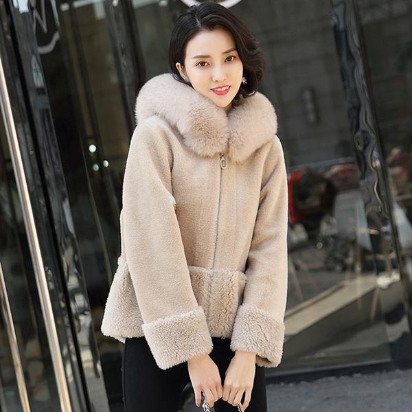 women's fur & faux winter sheep shearing coat short loose comfortable thickening warm collar lamb one high-end temperament, Black
women's fur & faux winter sheep shearing coat short loose comfortable thickening warm collar lamb one high-end temperament, Black