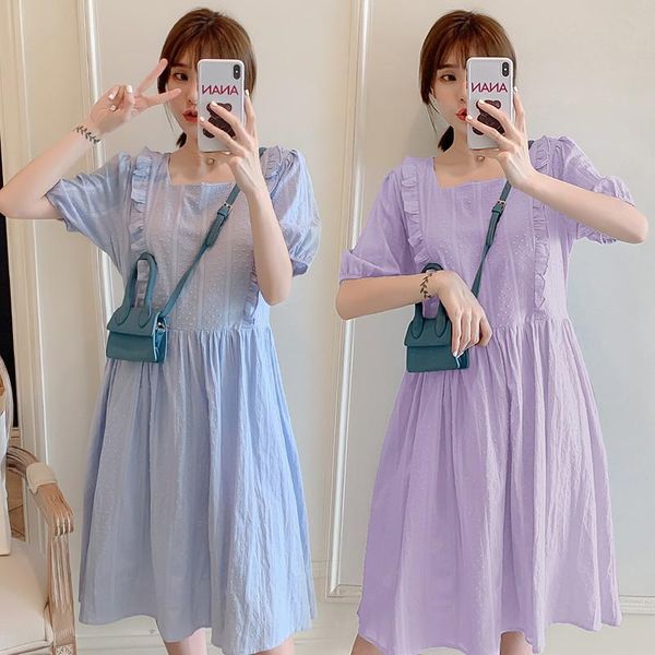 9056# maternity clothes summer sweet plain color square collar cotton short sleeves loose stylish pregnancy dresses, White
9056# maternity clothes summer sweet plain color square collar cotton short sleeves loose stylish pregnancy dresses, White